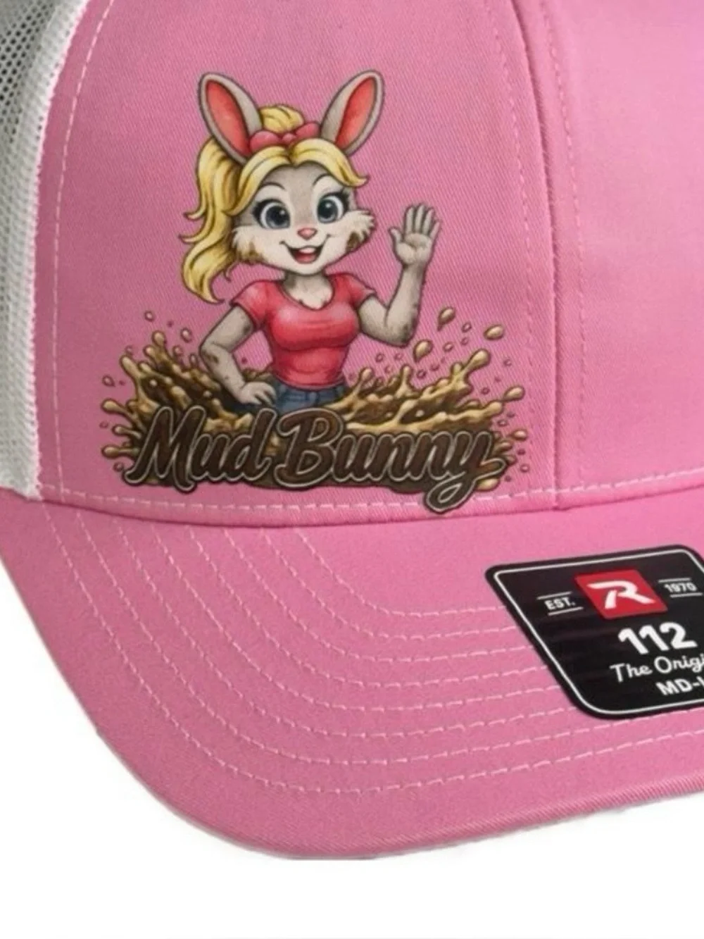 Mud Bunny DTF Transfer Mesh Back Curved Bill Snapback Cap